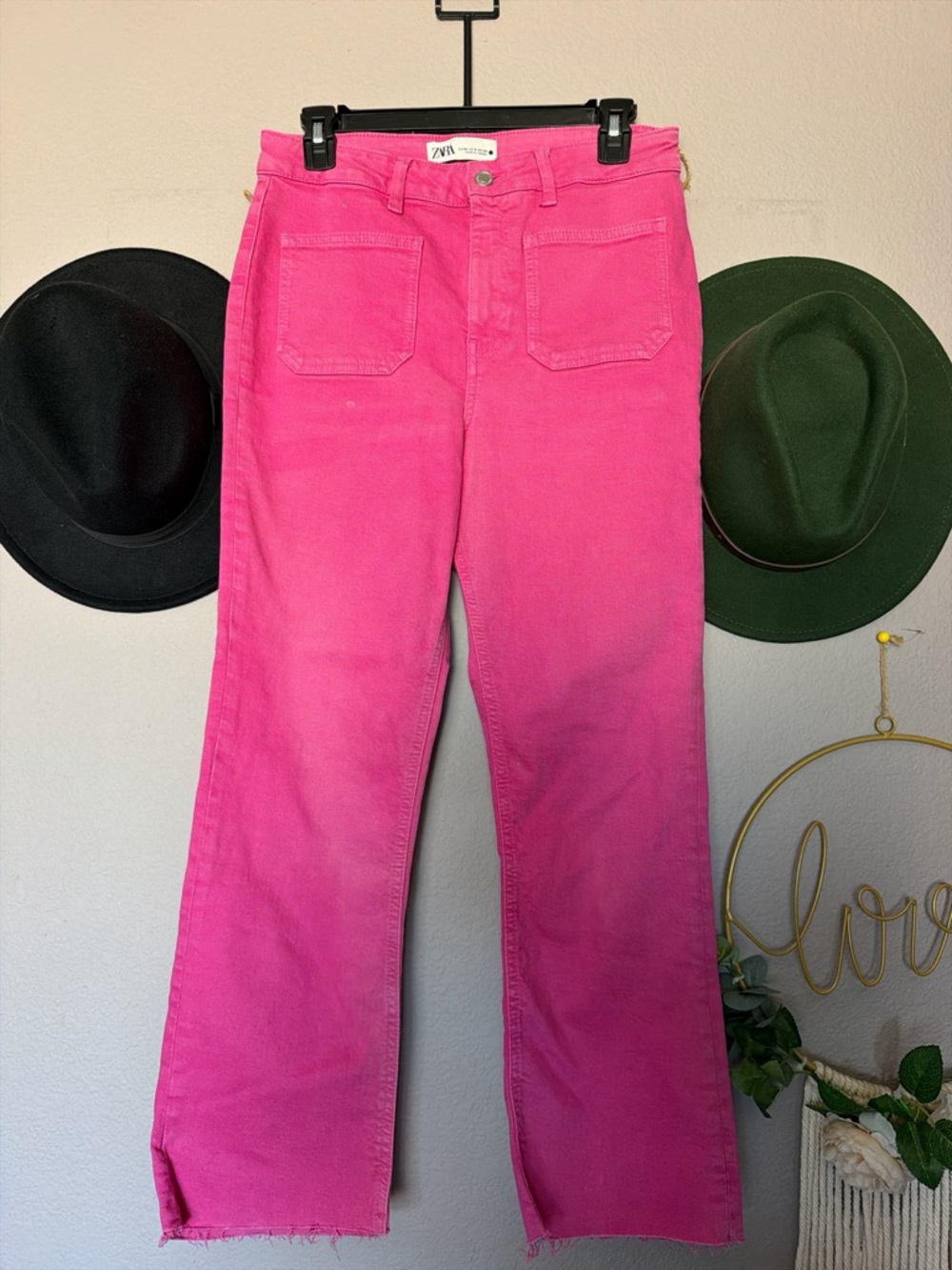 Zara Hot Pink Straight-Leg Jeans